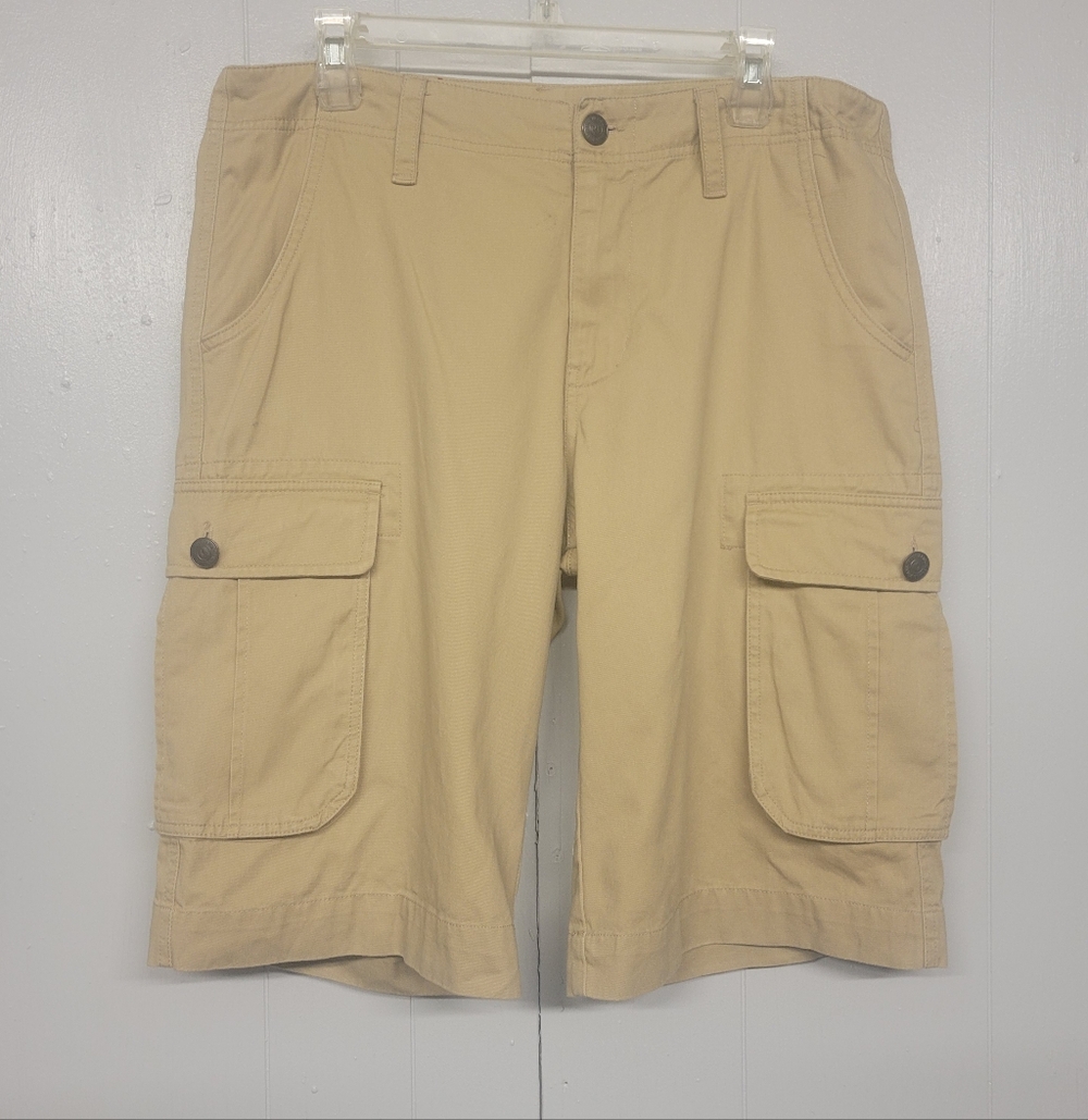 True Religion Mens Size 36 Cargo Shorts Travertine Khaki 108056R5 Y2K Grunge